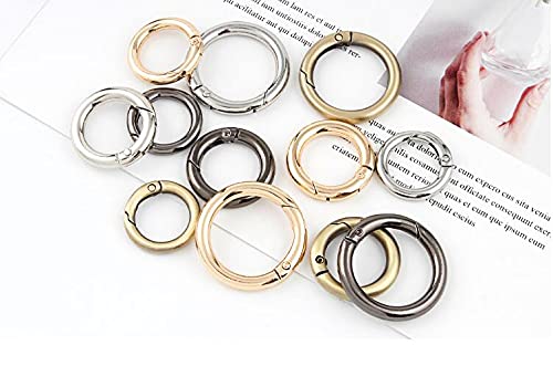 Bobeey 8pcs Light Gold Spring O Ring Round Carabiner Snap Clip Trigger Spring Keyring Buckle O Ring for Bags Purses BBC3 (1 1/2''(3.8cm)  Light Gold) - Image 3